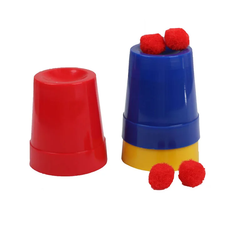 Promotion Gift Plastic Small Size Three Cups and Balls Game Magic Trick Cup and Ball Illusion Magic Tricks Toy for Kids
