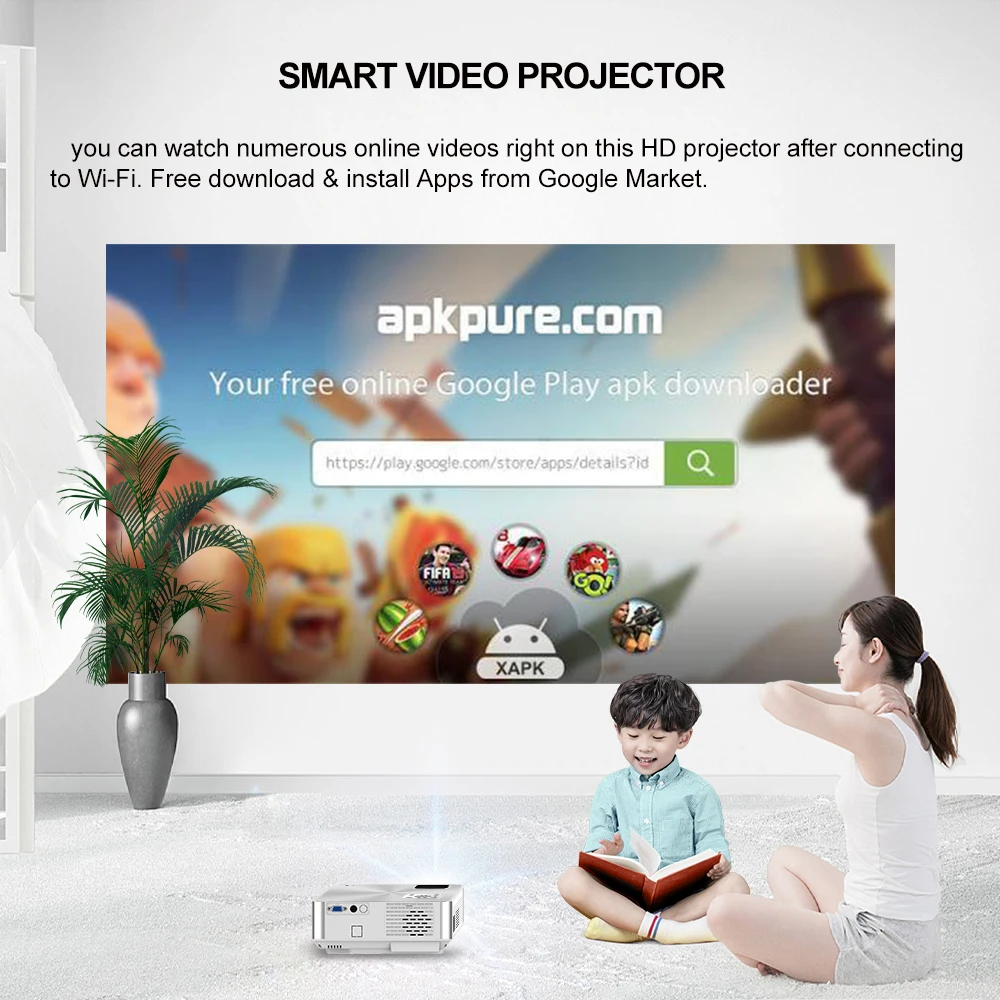 2020 Upgrade CHEERLUX C9 Android 720P HD Projector Home Theater 2800 Lumens 1080P LED LCD Projector Beamer Android Wifi Beamer