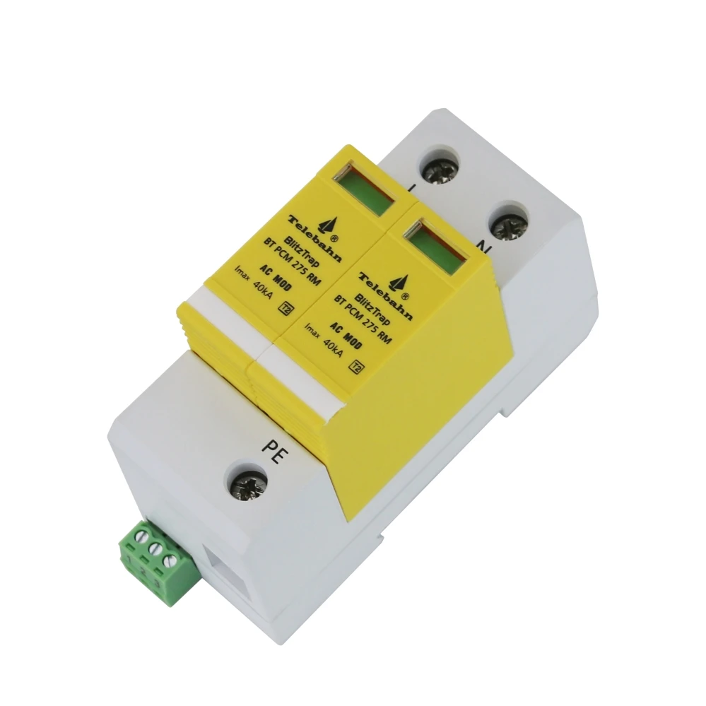 جهاز حماية من الصواعق ثنائي القطب Telebahn AC DPS 2P 120V 150V 10kA-20kA 20kA -40kA 30kA-60kA T2 جهاز حماية من زيادة التوتر جهاز واقٍ من زيادة الجهد
