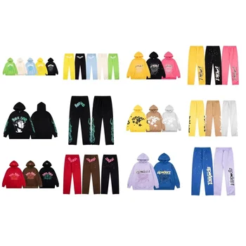 Wholesale high version of Young Thg men's and women's plus fleece hoodie pants set men's and women's hoodie pants