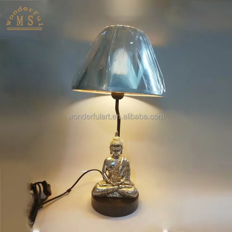 Gift Small Black Color Resin Buddha Head Base tableLamp for tabletop home decoration