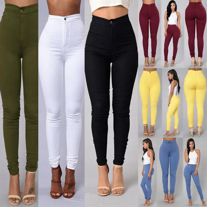 Wholesale Vaqueros cintura alta elásticos de para mujer, ropa de calle,  pantalones pitillo de Color caramelo, baratos From m.alibaba.com