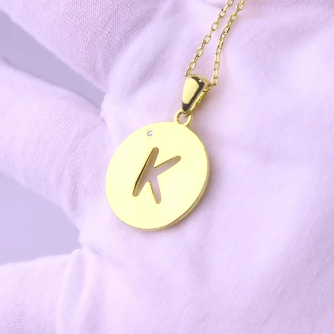 Solid color hollow letter chain necklace Custom letter name pendant Gold chain pendant Any size