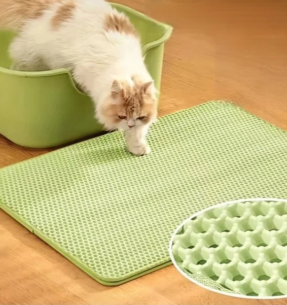 Hot Sales Double Layer Waterproof Urine Proof Cat Litter Mat Honeycomb EVA Antiskid Easy to Clean Pet Litter Pad Trapping