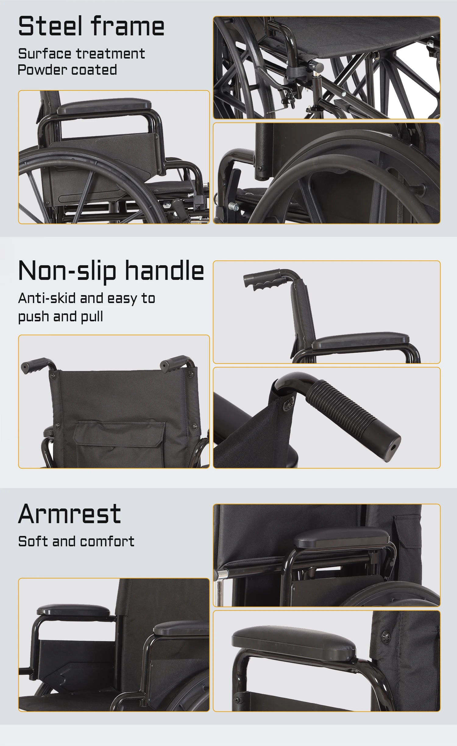 Cheap Manual Wheelchair Steel Foldable Wheelchair Disability Chairs