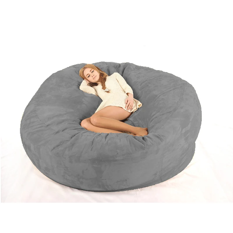 Microsuede 7ft foam giant bean bag memory living room chair lazy sofa cover 