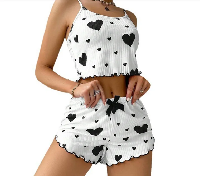 New Arrival  Fast Delivery Print Heart Pyjamas Women Sleepwear Girls Sleepwears Plus Size Women's Sleepwear