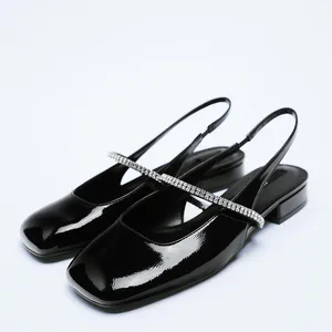 Baotou Houkong Sandals Are Fashionable and Versatile. They Are High Heels with Broken Diamonds