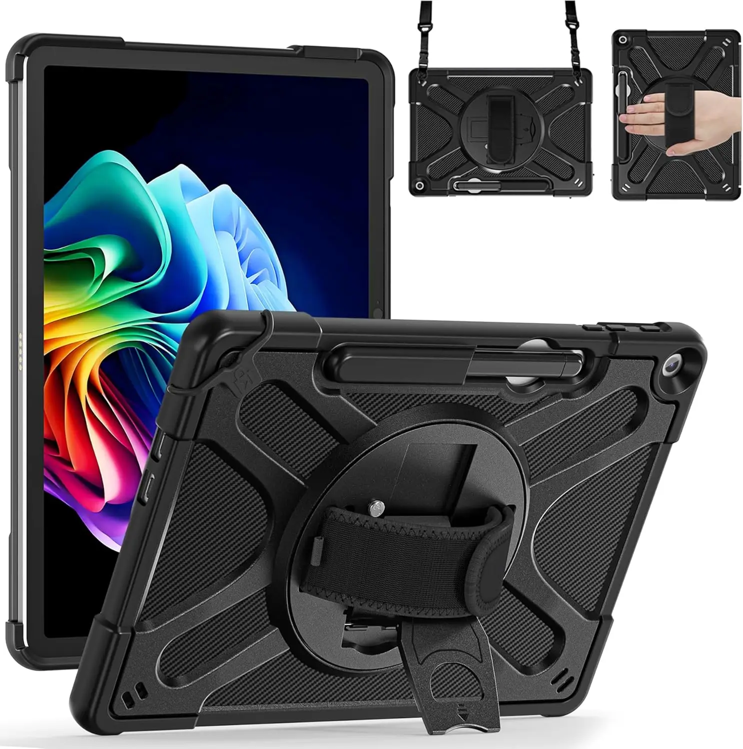 Case for Microsoft Surface Pro 12 Inch (2025) Heavy Rugged Shockproof Drop Protection Case with Type Cover Keyboard (Black)