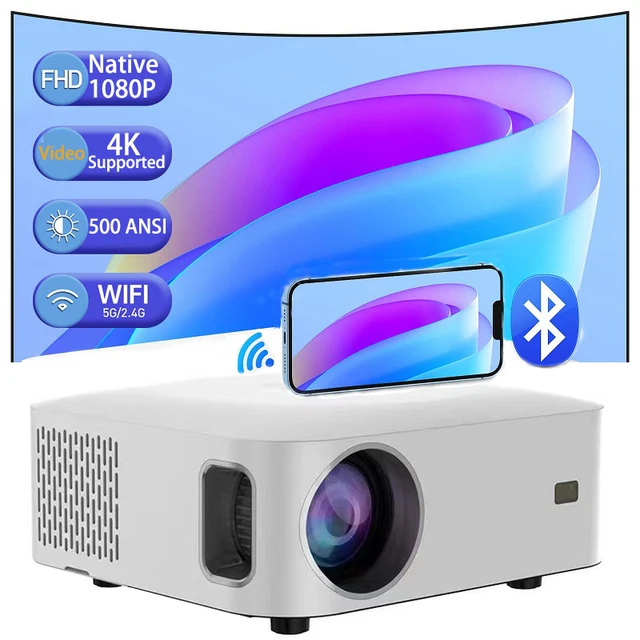 Tripsky Custom Logo 4K LED Projector 500ANSI Lumens Proyector Android Smart WiFi 5G Native 1080P Video TV Home Projector