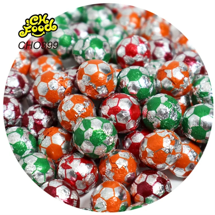 Wholesale and OEM Football Shape Sugar Coated Chocolate Ball Custom Chocolate Sweet Candy