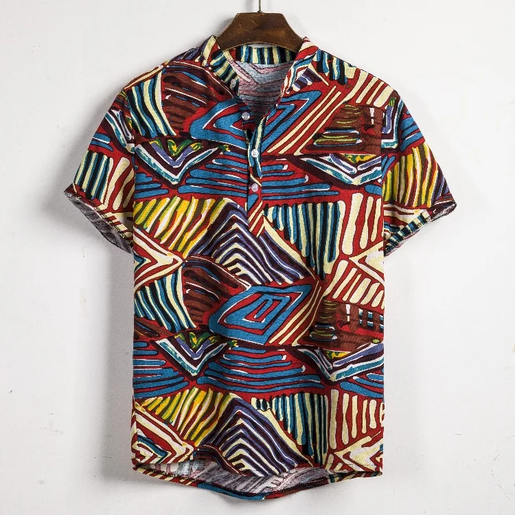 Wholesale Men Casual Shirts Breathable Printing Cotton Polo Shirts Men ...