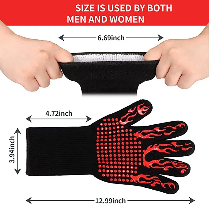 BBQ Grilling Mitts Non-Slip Oven Glove Food Grade Silicone Kitchen Potholder 1472F Heat Resistant Oven Mitts for Cooking Barb manufacture