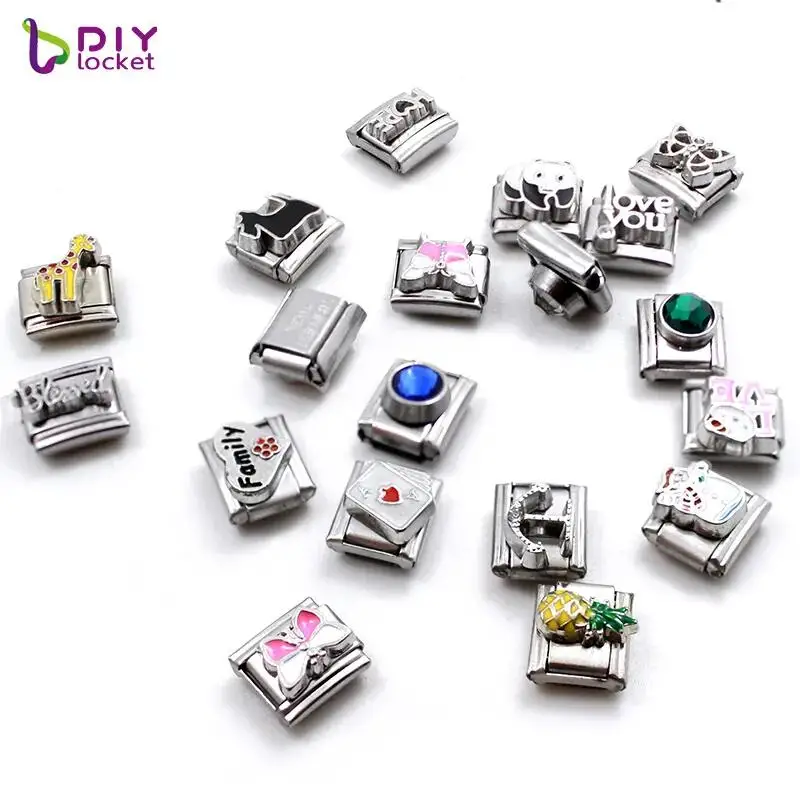 10pcs Plain Stainless Steel Italian Charm Bracelet Charms Fit DIY Jewelry  LSIT000