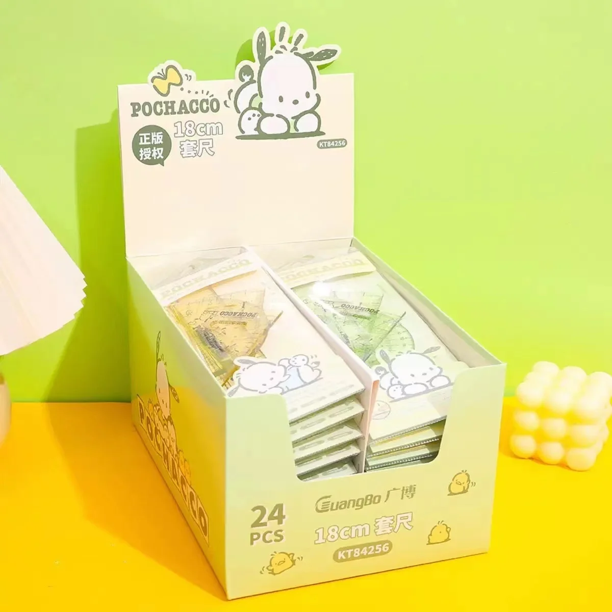 Набор студенческих канцелярских принадлежностей Sanrioes из четырех предметов линейка Kuromi с мелодией прямая треугольная для студентов