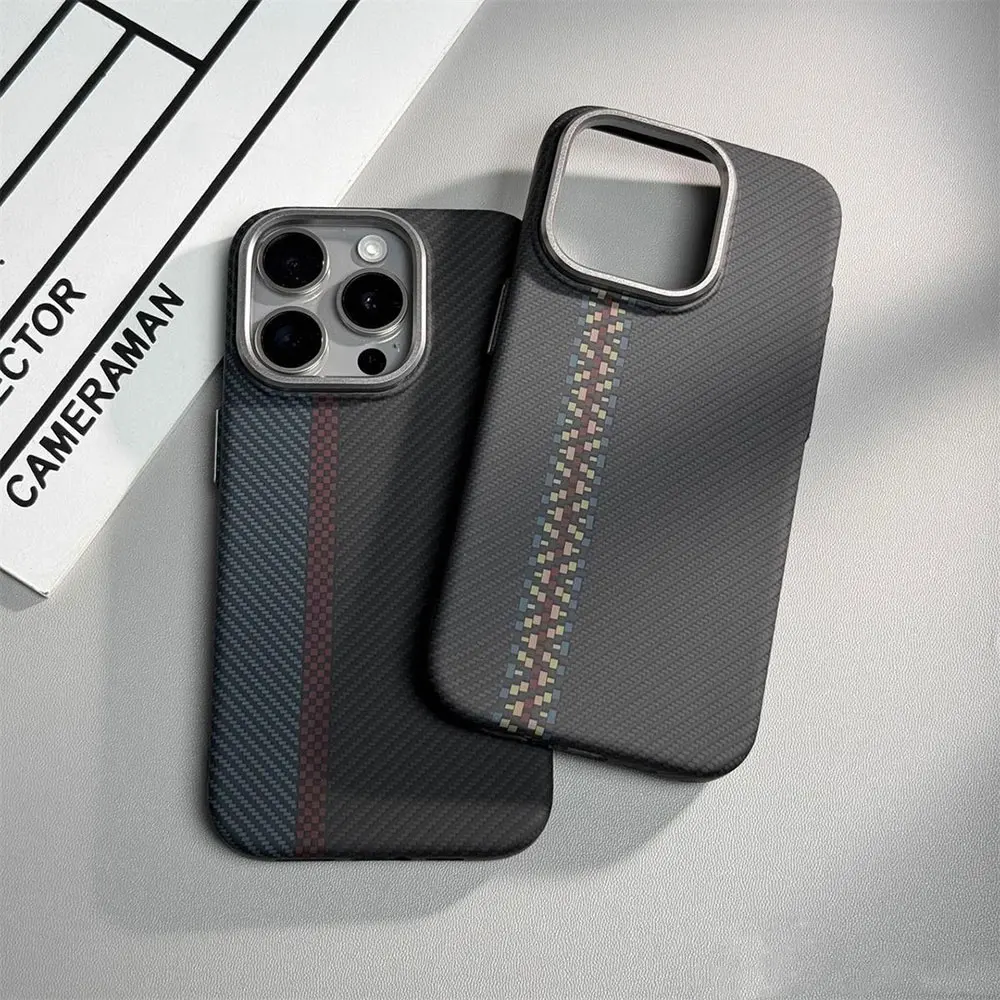 Laudtec Sjk762 Carbon Fiber Phone Case Magnetic Charging Simple Business Skin Friendly For Iphone 16 15 14 13 12 11 Plus Pro Max