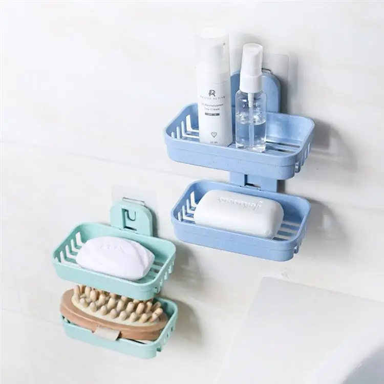 Hot Sale 2pcs Storage Shelf Bathroom Decoration Soap Rack Shower Douche Accessories Plastic Bathroom Accessories Soap Holder