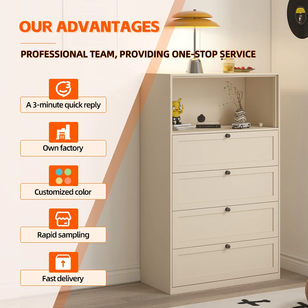 Metal 4-Drawer  Lateral Cabinet - Quick Assembly, Suitable for Bedroom, Living Room, Etc. supplier