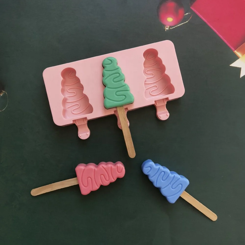 Wholesale DIY Christmas Tree Ice Pop Silicone Molds 