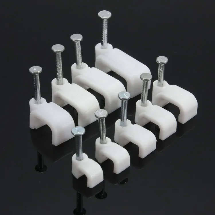 White Plastic Electric Circle Cable Clip with Nails