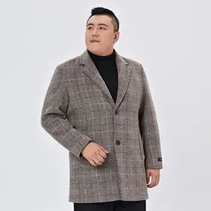 Plus-size Autumn&winter Coat Suit  British Men's Long Sleeve Single Breasted Tweed Coat