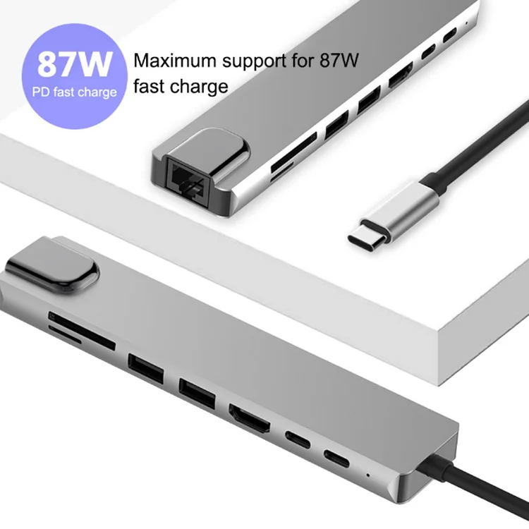 8 in 1 USB C Hub - Versatile Adapter for Laptop & HDTV