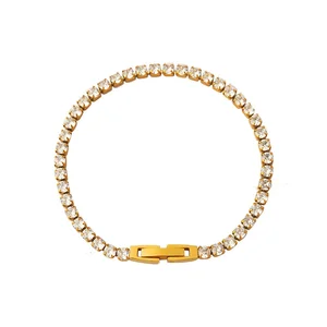 Ilona Fashion Luxury 18K Gold Plated Chain Bracelets Zircon Women's Jewelry Bracelet Link Stainless Steel