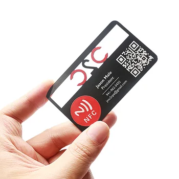Luxury metal business card factory customizes 216 blank 0.8MM black NFC metal cards suitable for use in NFC metal business cards