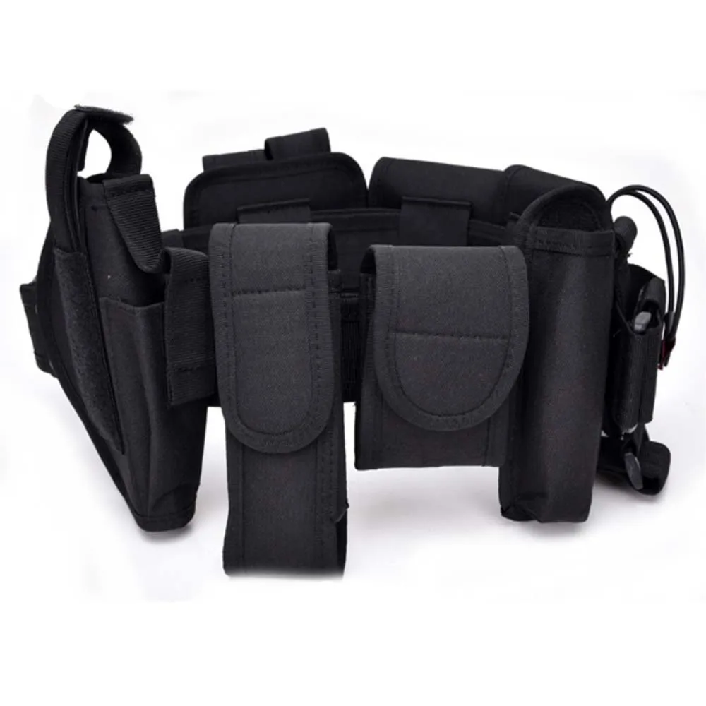 10pcs Set Modular Security Duty Waist Belt Outdoor Tactical Assault Gear Nylon Tactical Belt with Pocket and Pouches