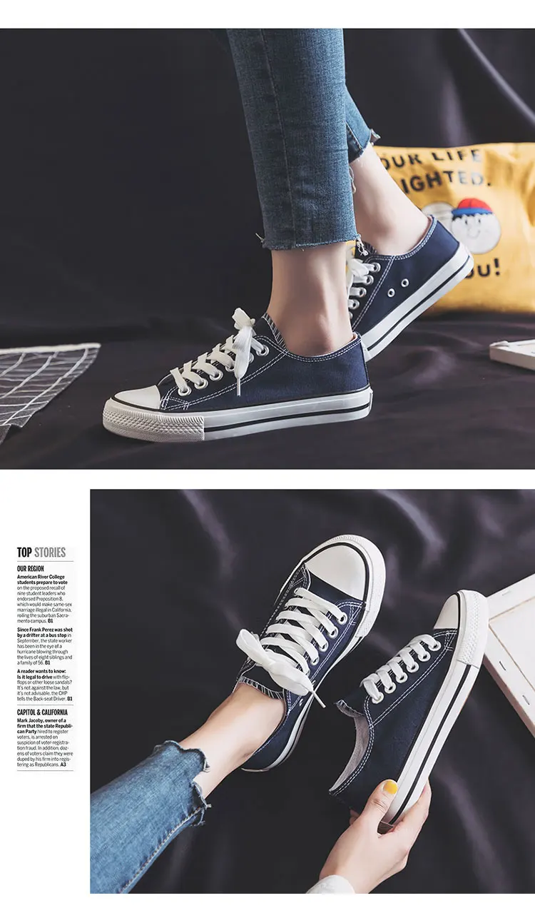 New Arrivals Sneakers Laceup White Canvas Shoes Wholesale For Women