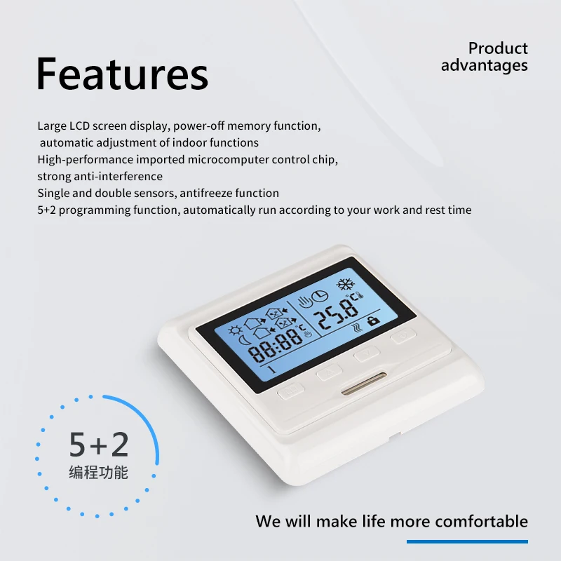 Oshland M63 Weekly Circulation Digital Room Programming Lcd Screen Programmable Heat Thermostat for Floor Heating Control