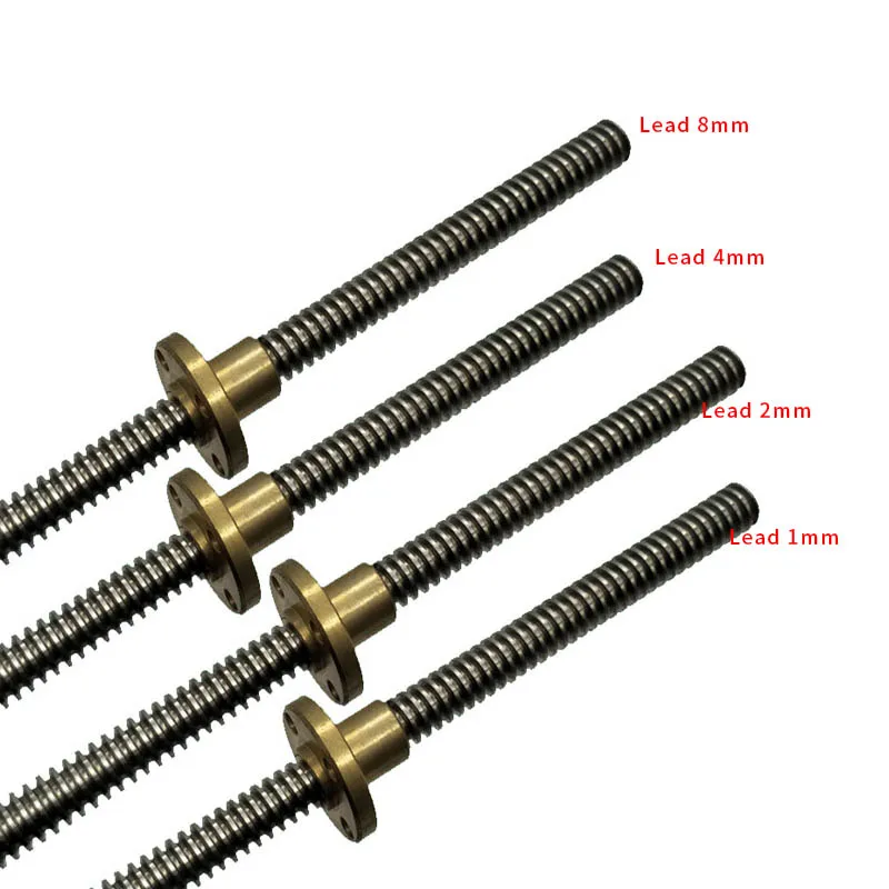 8mm 1500mm 400mm lead screw t8 t10 with trapezoidal thread and brass nut for 3d printer parts