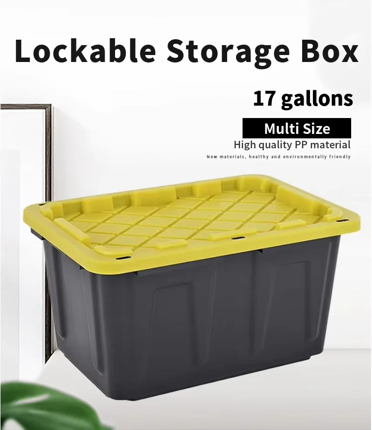 17 Gallon Heavy Duty 64L Large Plastic Storage Box Tote Bin Box ...