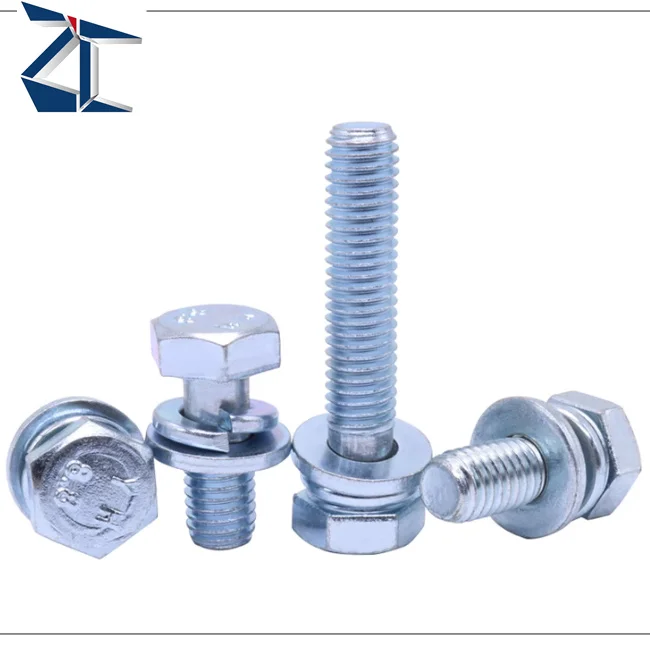 product manufacturers m3 304 stainless steel hexagonal combination bolt external hexagonal flat spring washer three combination screw-59