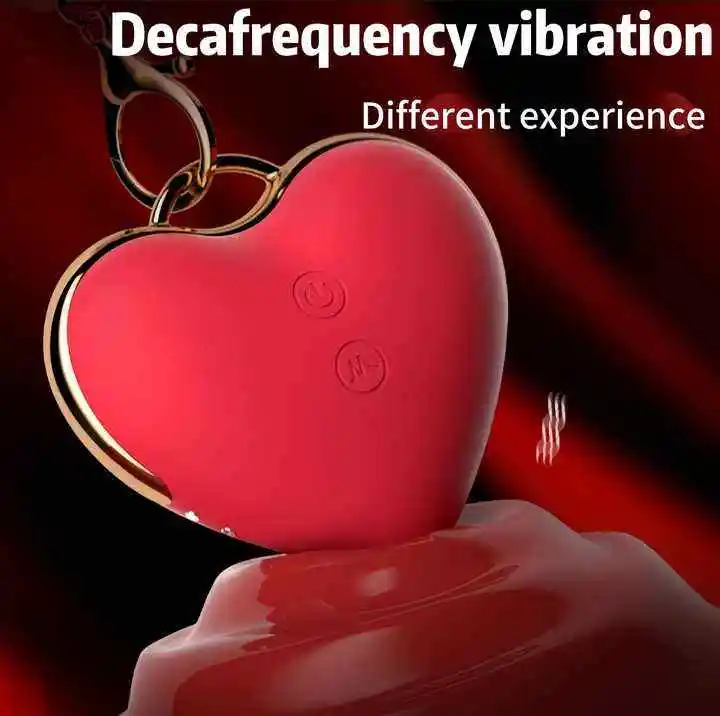 Mini heart-shaped clitoral egg vibrator with lanyard attachment