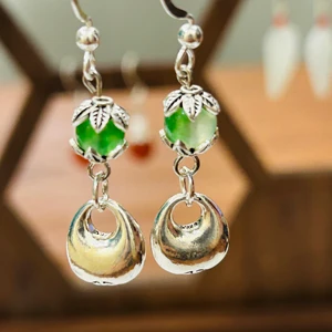 Wholesale 925 Sterling Silver Earrings Paired with Jade Round Bead Earrings, New Design, Fashionable Wedding Gift
