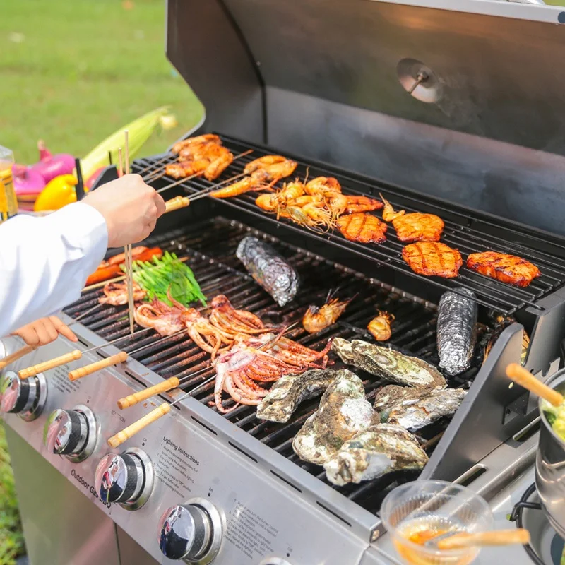 
4 горелки из нержавеющей стали для барбекю, пропановые газовые грили с боковой горелкой для заднего двора, уличное кухонное оборудование для готовки 