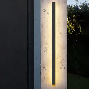 Decoration Long Strip Wall Light Waterproof Garden Courtyard Black Led Simple Rectangle Outdoor Wall Lamps