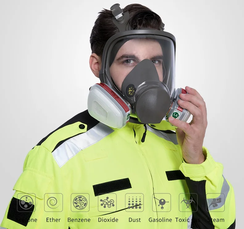 Industrial Full Half Face Oxygen Black Chemical Cbrn Respirator Filter ...