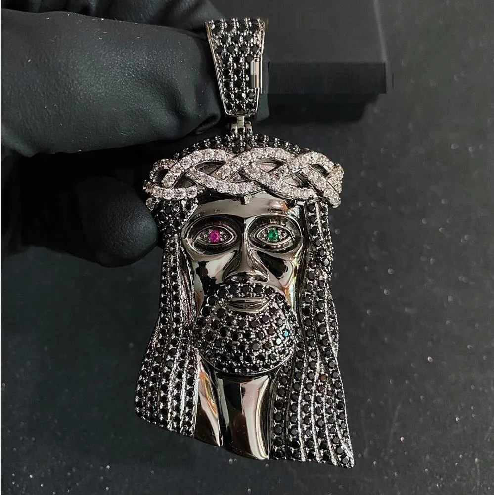Black Gold Plated Micro Pave CZ Hip Hop Ice Men Jesus Piece Pendant