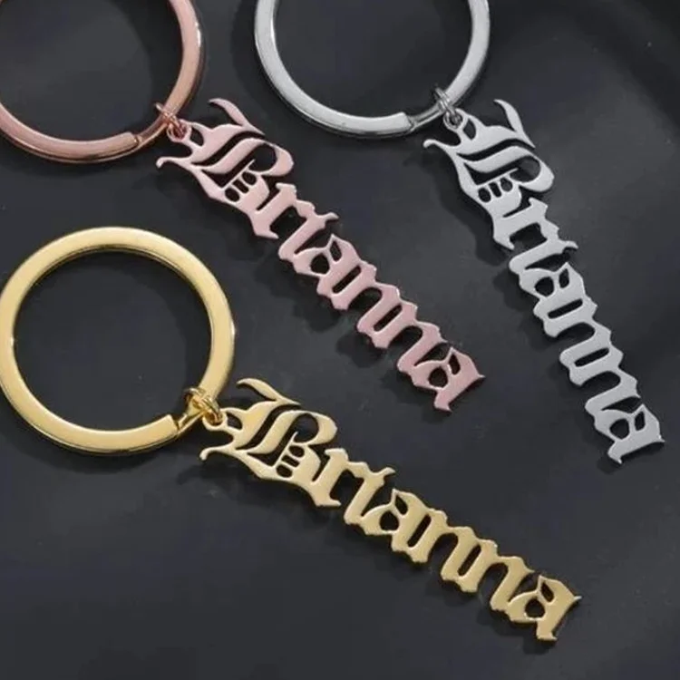 Wholesale Custom Accessories KeyChain Metal 3D Letter Logo Key Chain Gold Sliver Die Cast Key Chains