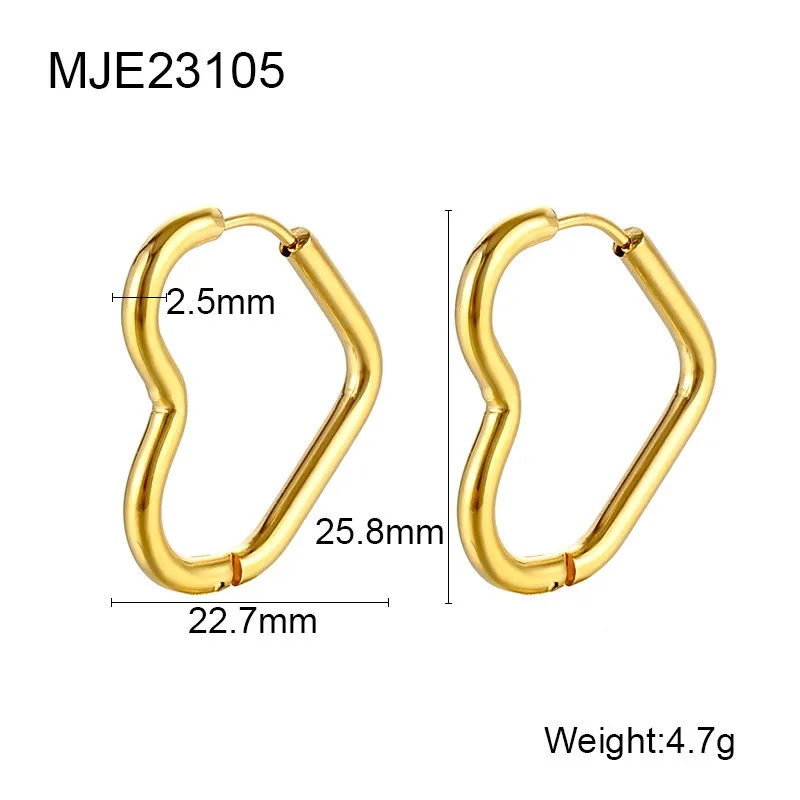 Earring Stud French Stainless Steel 18k Gold Plated Heart Stud Earrings