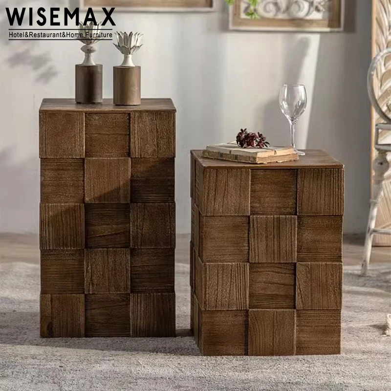 WISEMAX FURNITURE Retro Rectangle Solid Fir Wood Coffee Table American Living Room Furniture Storage Bedside Table for Bedroom