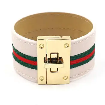 2021 fashion jewelry bracelet new PU leather wide bracelet alloy buckle bangles for women