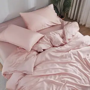 OEKO-TEX Certified Eucalyptus Bedsheets Set Silk Pillowcase Breathable Tencel Lyocell Duvet Cover Hotel Quality Bedding Set