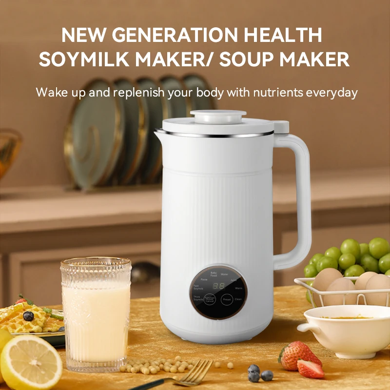 Family Using Automatic Hot Soy Milk Blender Almond Rice Paste Blender