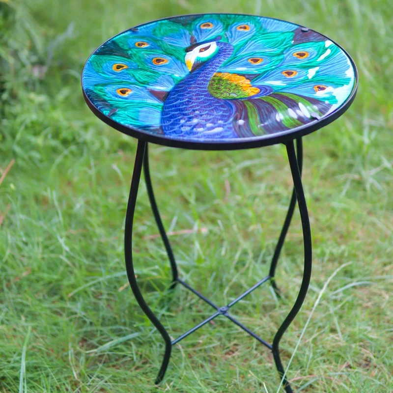 Liffy Outdoor Side TableHand Painting Peacock Plant Stand