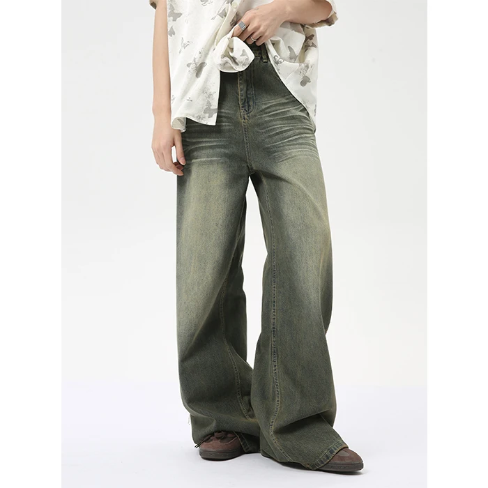 Jeans larghi a gamba dritta in cotone retrò da uomo, vestibilità ampia_voghion.com