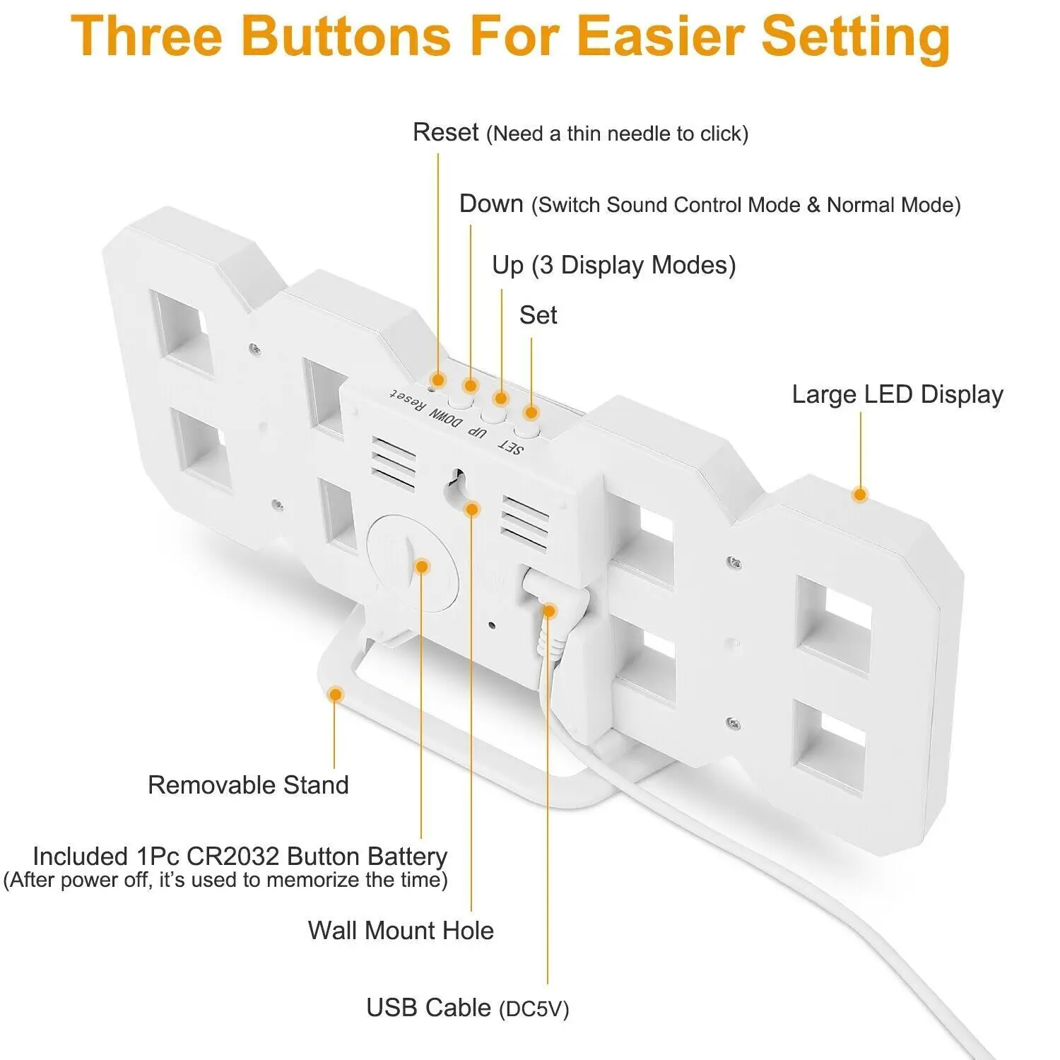 Home Decor 3D LED Digital Timer Table Desk Desktop Electronic Wall Alarm Clock for Warehouse Office Living Room