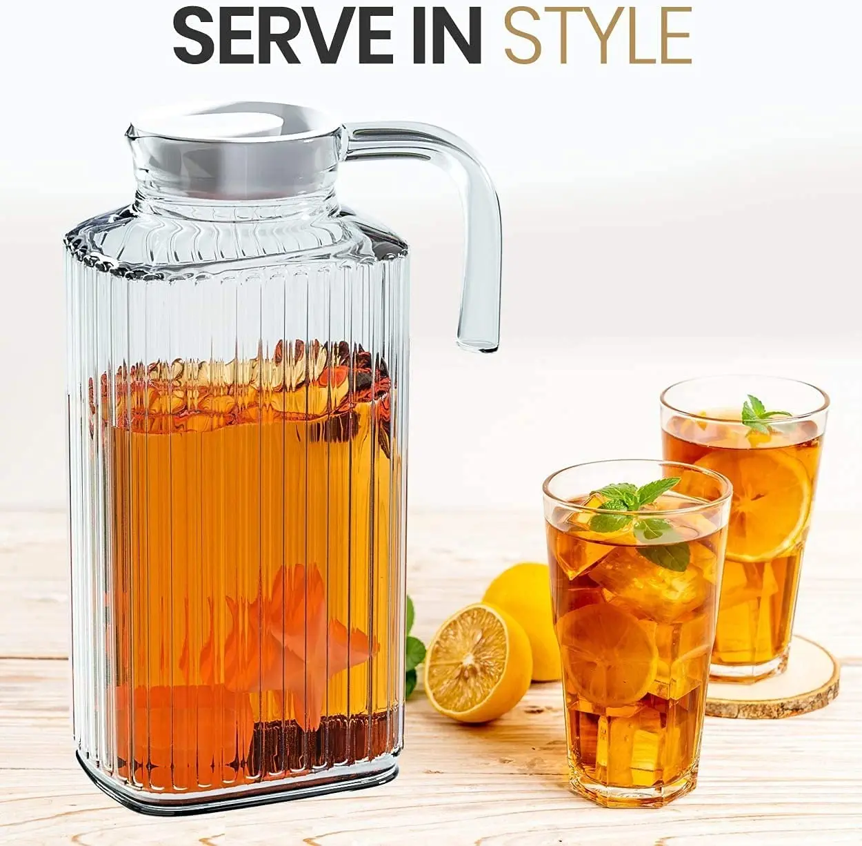 Source Cheap Home Kitchen Use Beverage Lemonade Iced Tea Milk Cocktails  Serveware Water Jug Glass Water Fridge Pitcher with Lid on m.